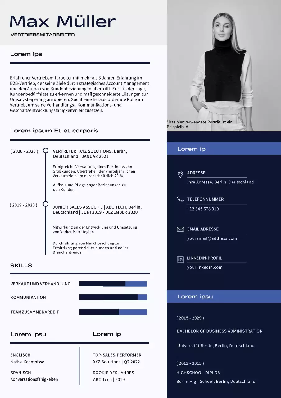 Modernes Portfolio für Handelsvertreter in Weiß und Blau