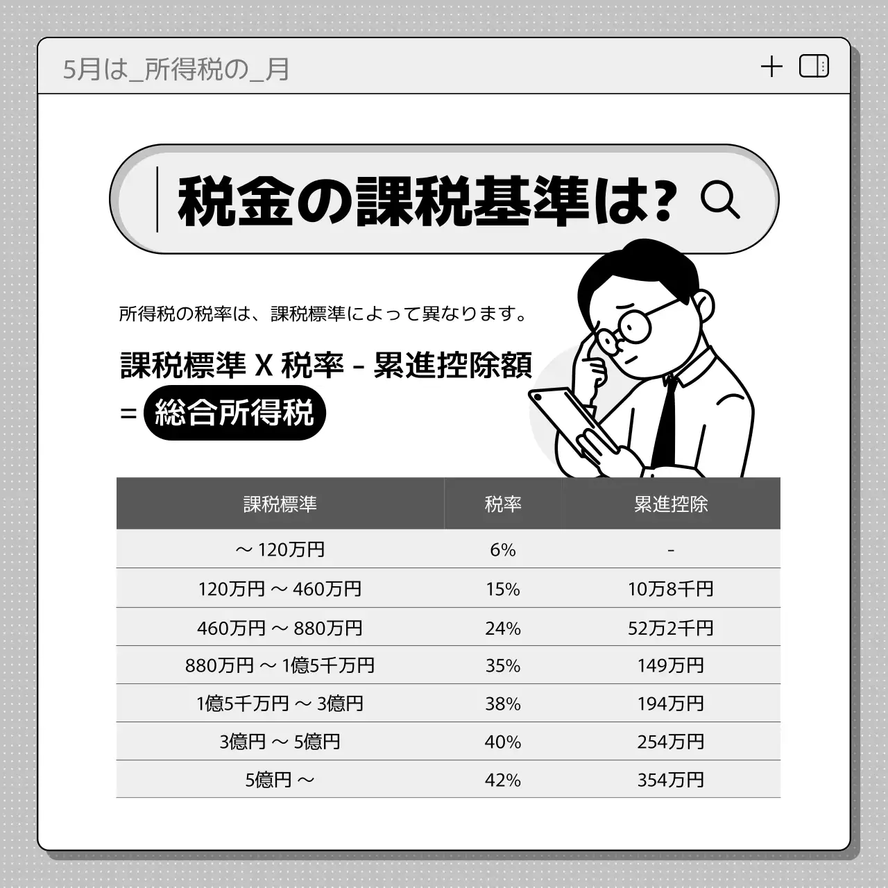 白黒 シンプル 税務 メニュー Instagram カルーセル
