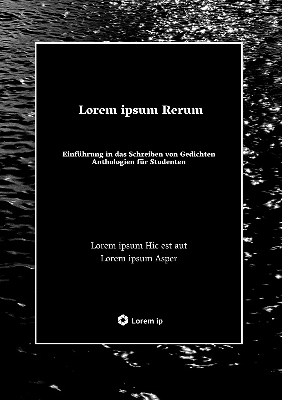Einfacher schwarzer und weißer Einband für ein Gedichtbuch