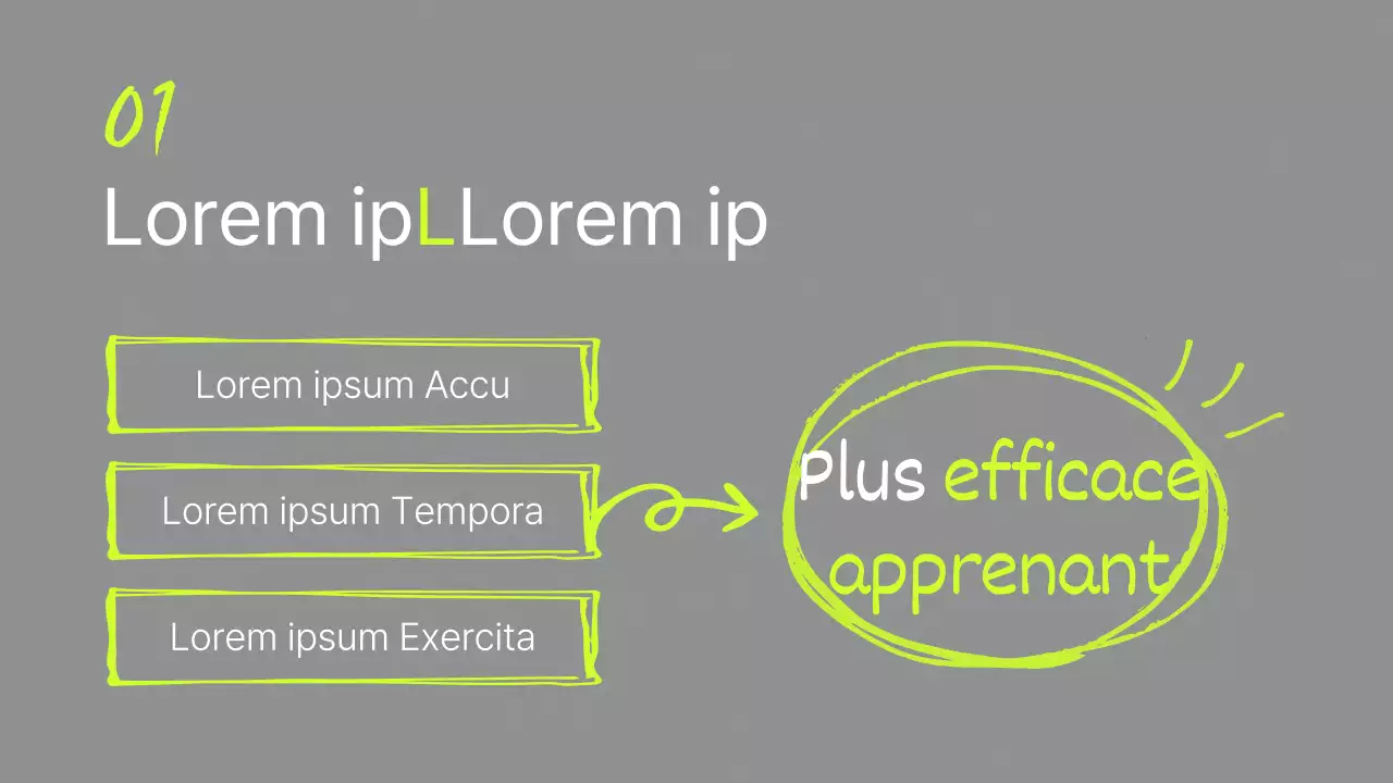 Tutoriel d'écriture simple en gris et couleurs fluorescentes