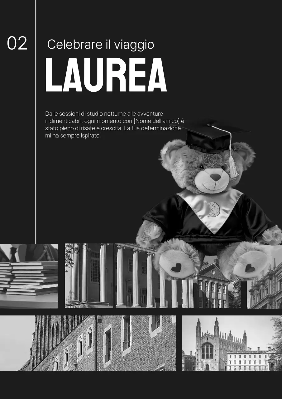 Promozione di laurea kitsch in bianco e nero e in nero