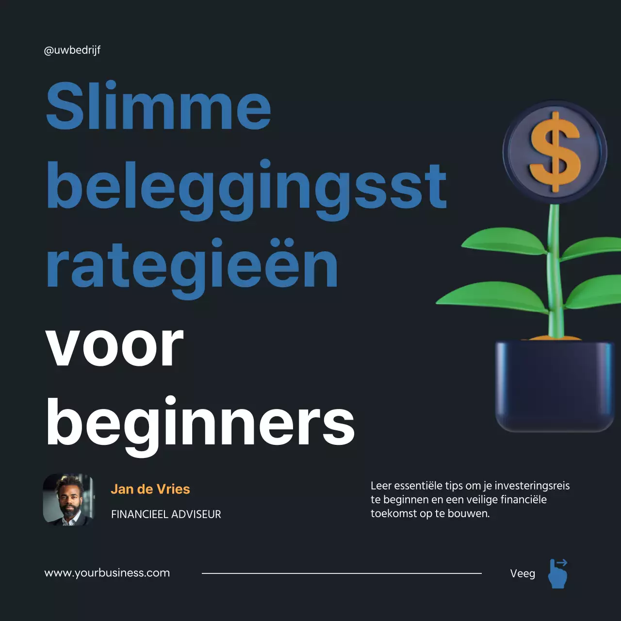 Zwart en Blauw Moderne Investeringsstrategie Gids