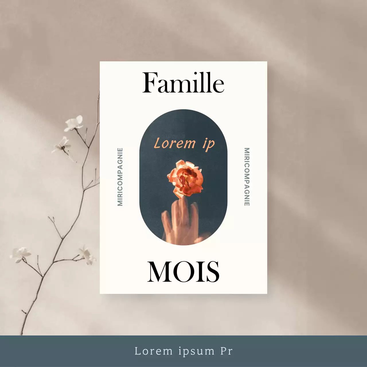 Une collection moderne de papier de remerciement en beige et bleu marine