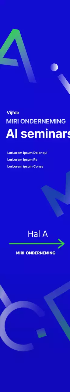 2024 Kunstmatige intelligentie AI verfraaiing banner ontwerp voor corporate instelling seminar bedrijf alfabet Engels op blauwe achtergrond
