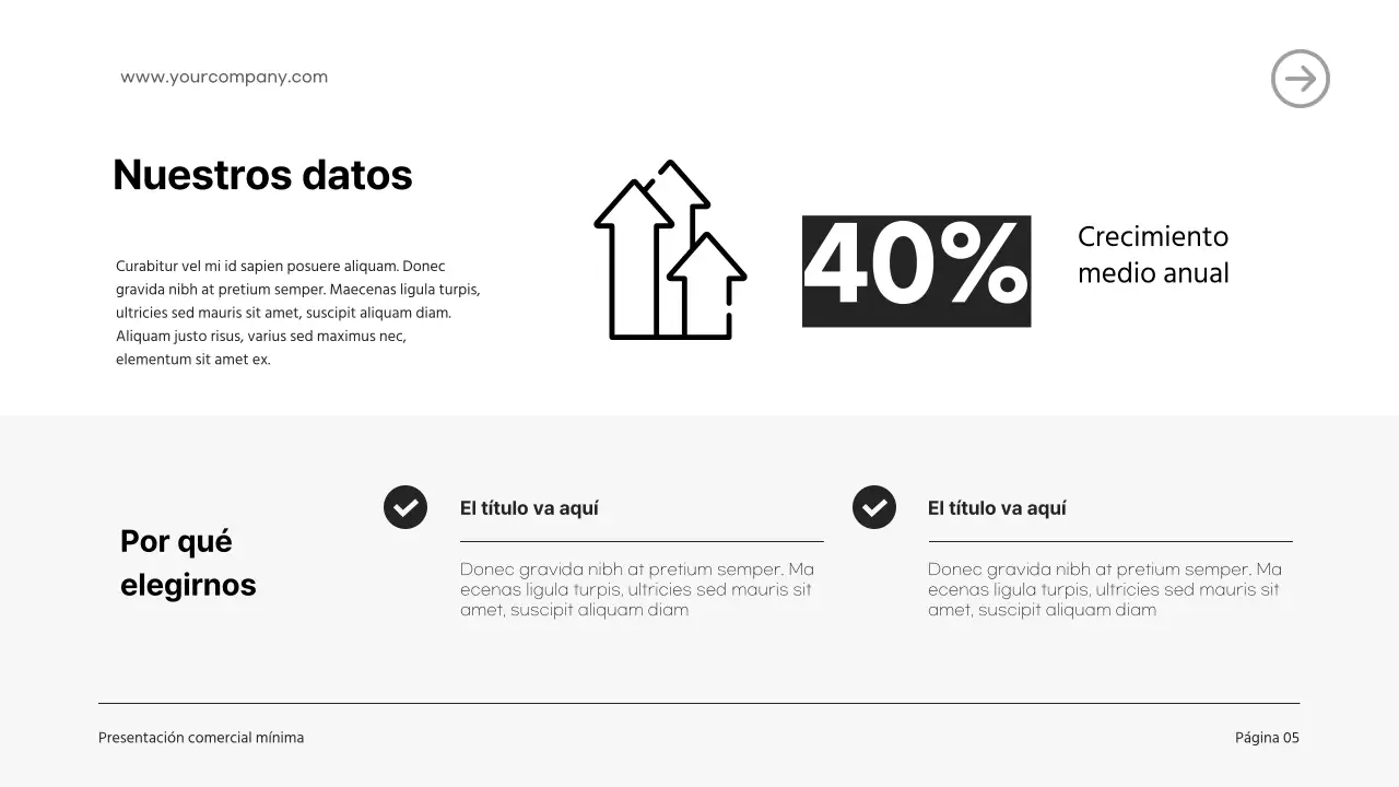 Presentación de una empresa moderna en blanco y negro