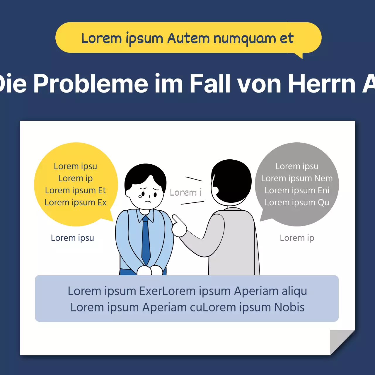 Eine einfache arbeitsrechtliche Beratung in Gelb und Marineblau