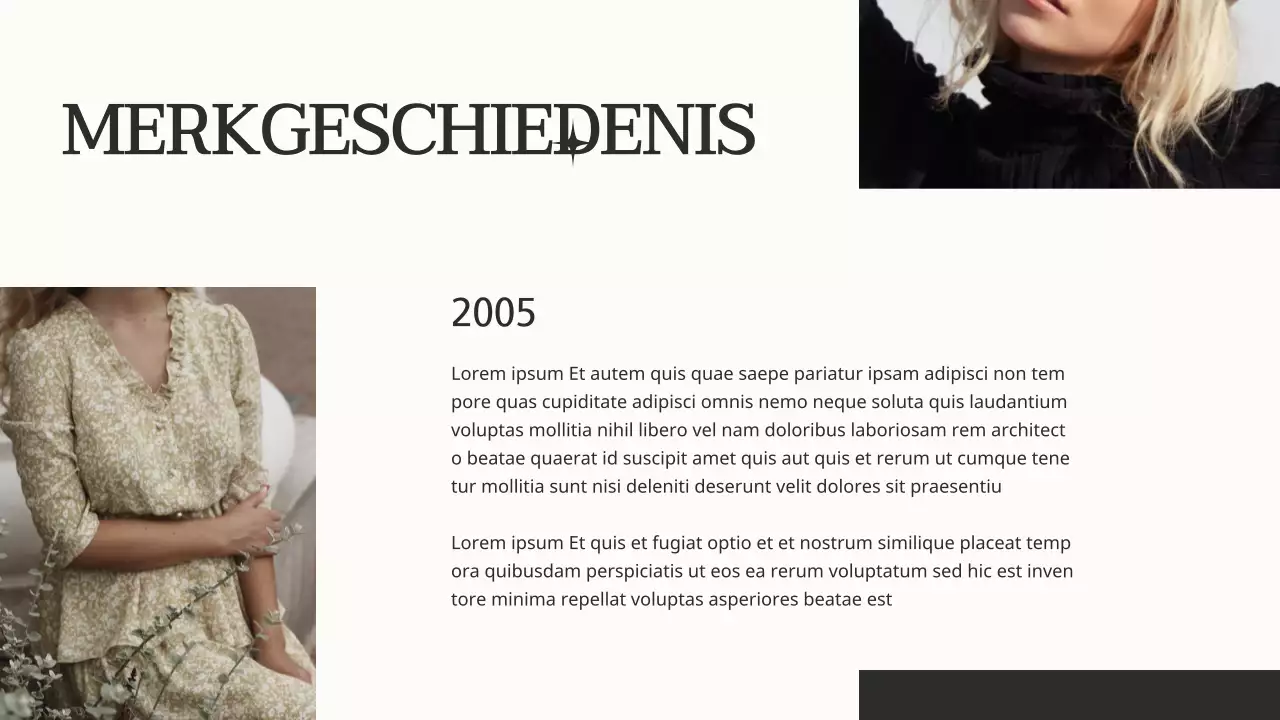 Beige en zwart elegant modemerk Product toonhoogte