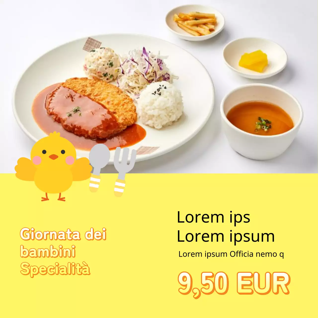 Pubblicizzare un evento per la Giornata dei bambini in giallo e verde