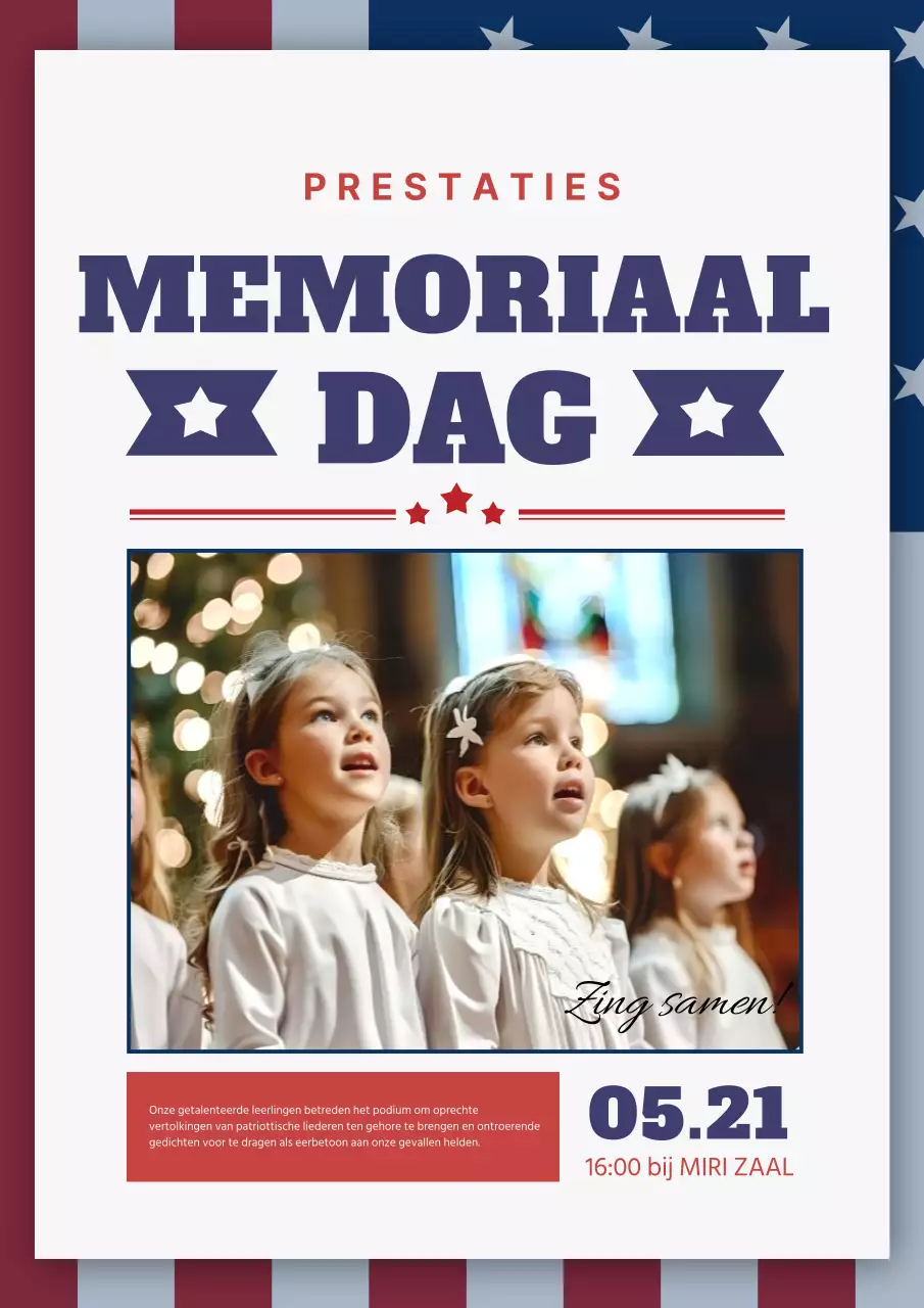 Een eenvoudig kinderkoor in blauw en rood promoten