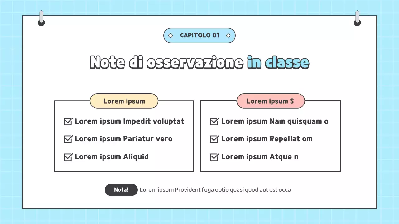 Risorse per la lezione di osservazione dei genitori in azzurro