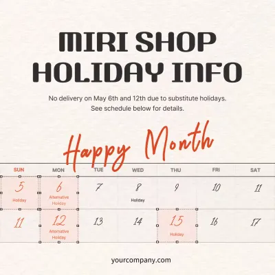 Beige Simple Holiday Announcement Social Media Post