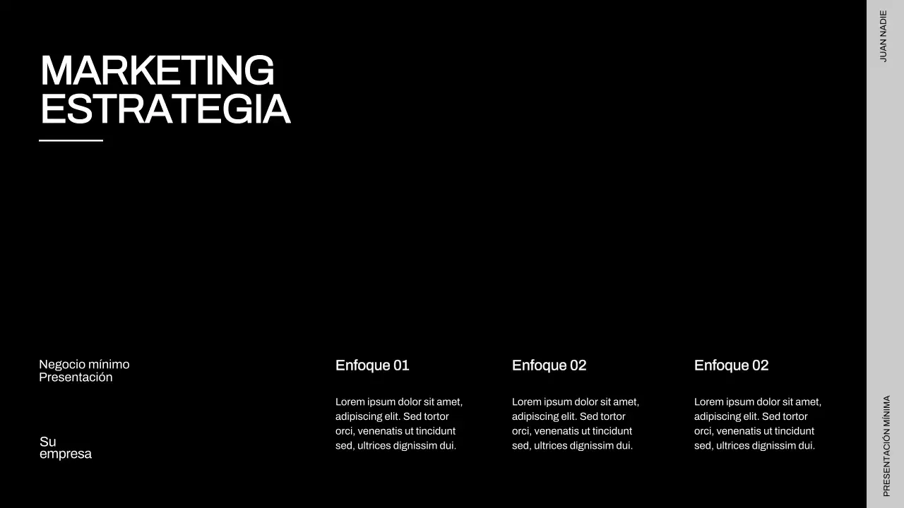 Presentación empresarial minimalista en negro y beige