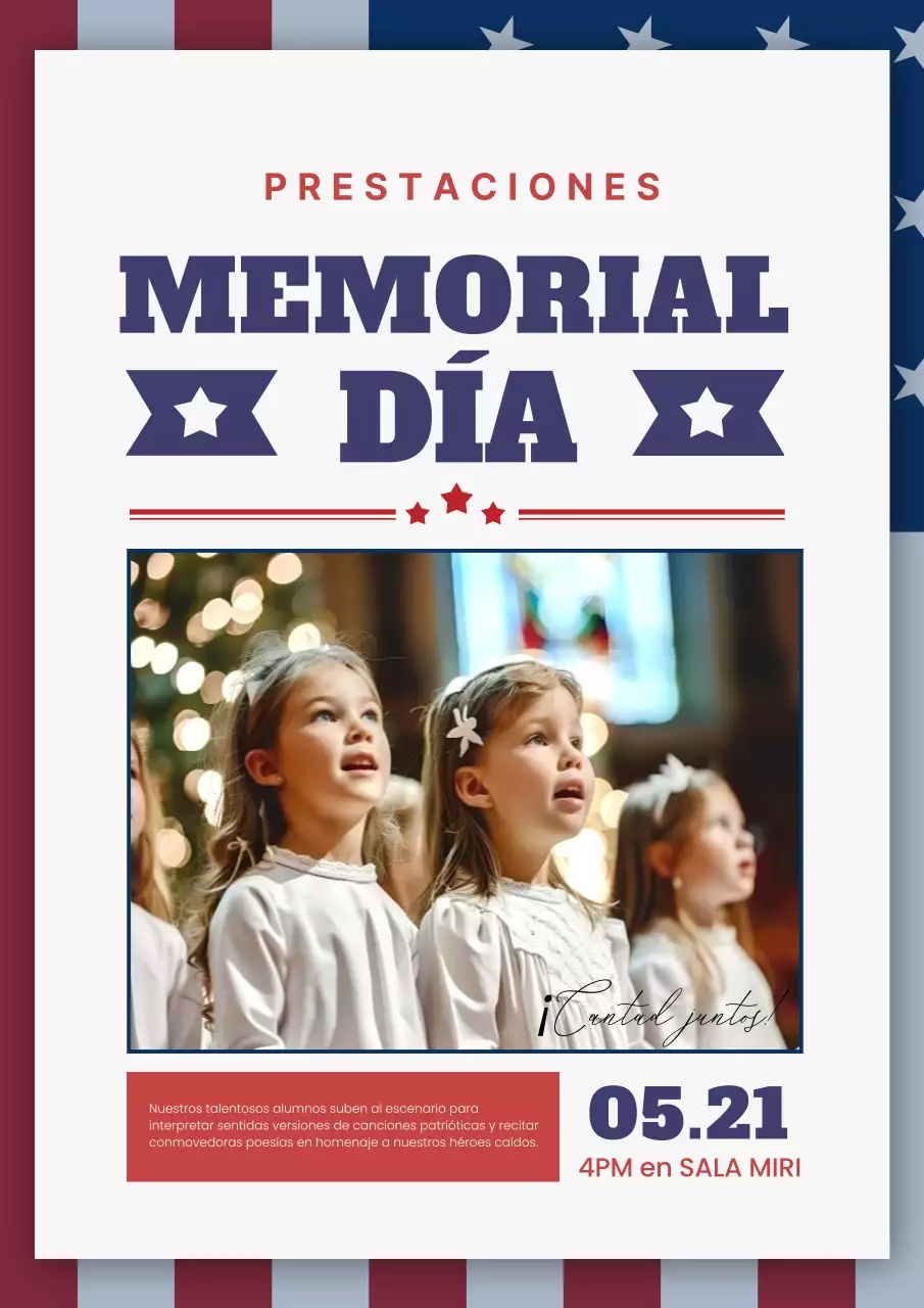 Promover un sencillo coro infantil en azul y rojo