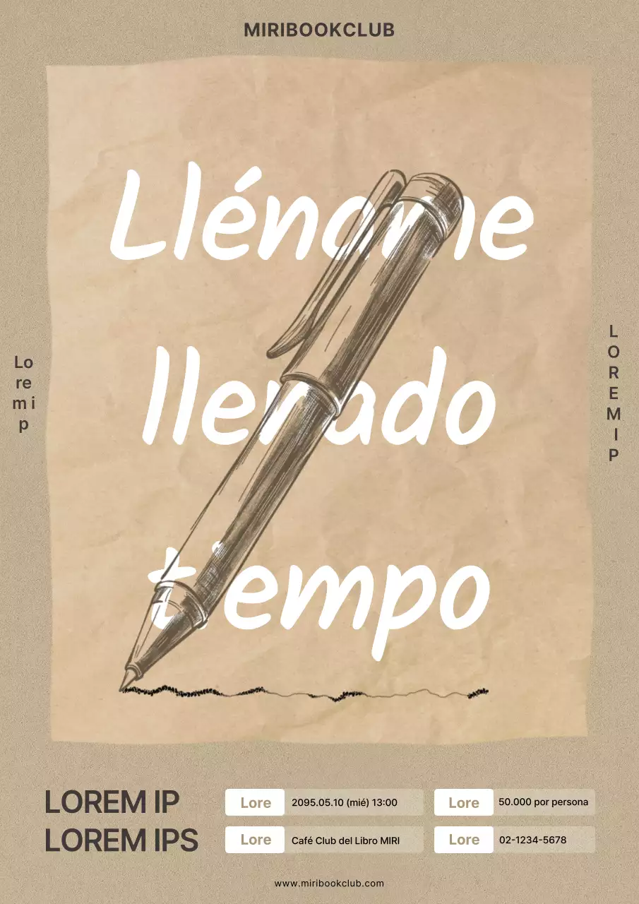 Póster promocional vintage de clases de escritura en beige