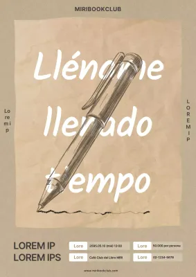 Póster promocional vintage de clases de escritura en beige