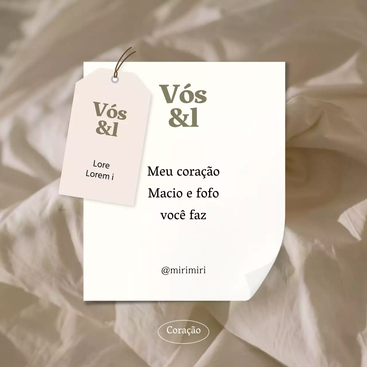 Nota sentimental simples em bege e castanho para promover confissões