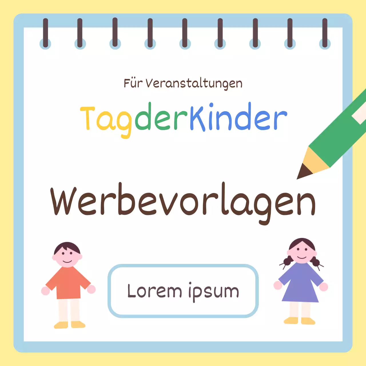 Eine minimalistische Ankündigung für den Kindertag mit gelbem Hintergrund