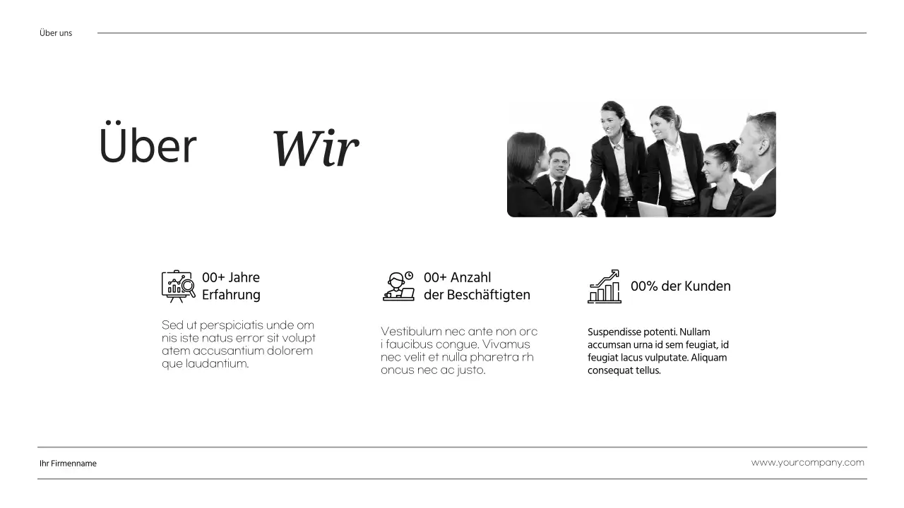 Schwarz Weiß Minimalistisch Business Über uns