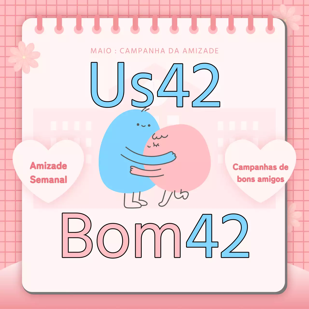 Postes de campanha de amizade cor-de-rosa e azul claro