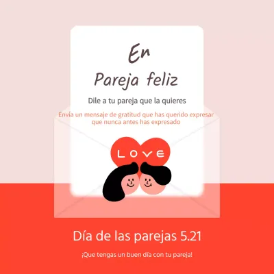 Un sencillo anuncio del día de la pareja en rojo y rosa
