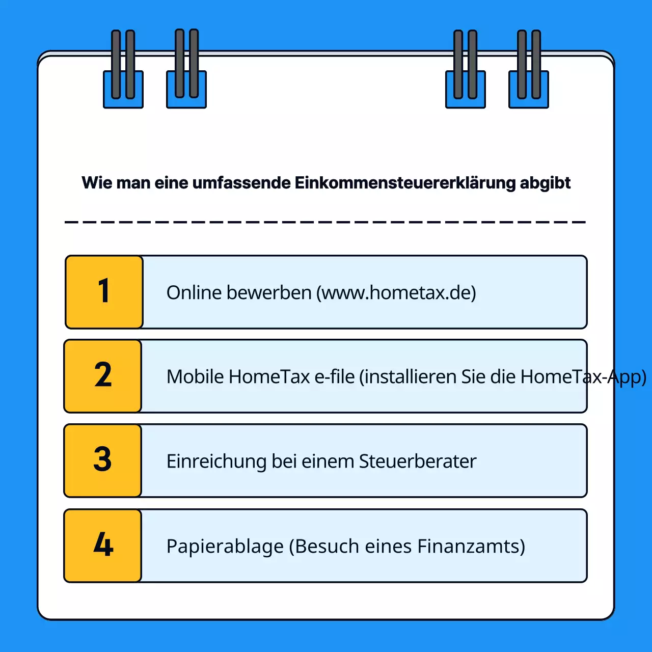 Über die Einreichung einer einfachen, umfassenden Einkommensteuererklärung in Blau