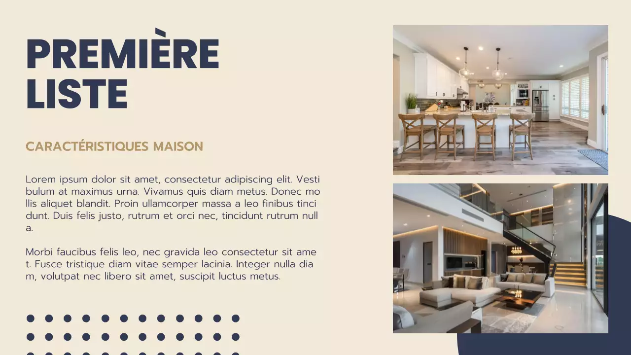 Proposition immobilière moderne bleue et beige