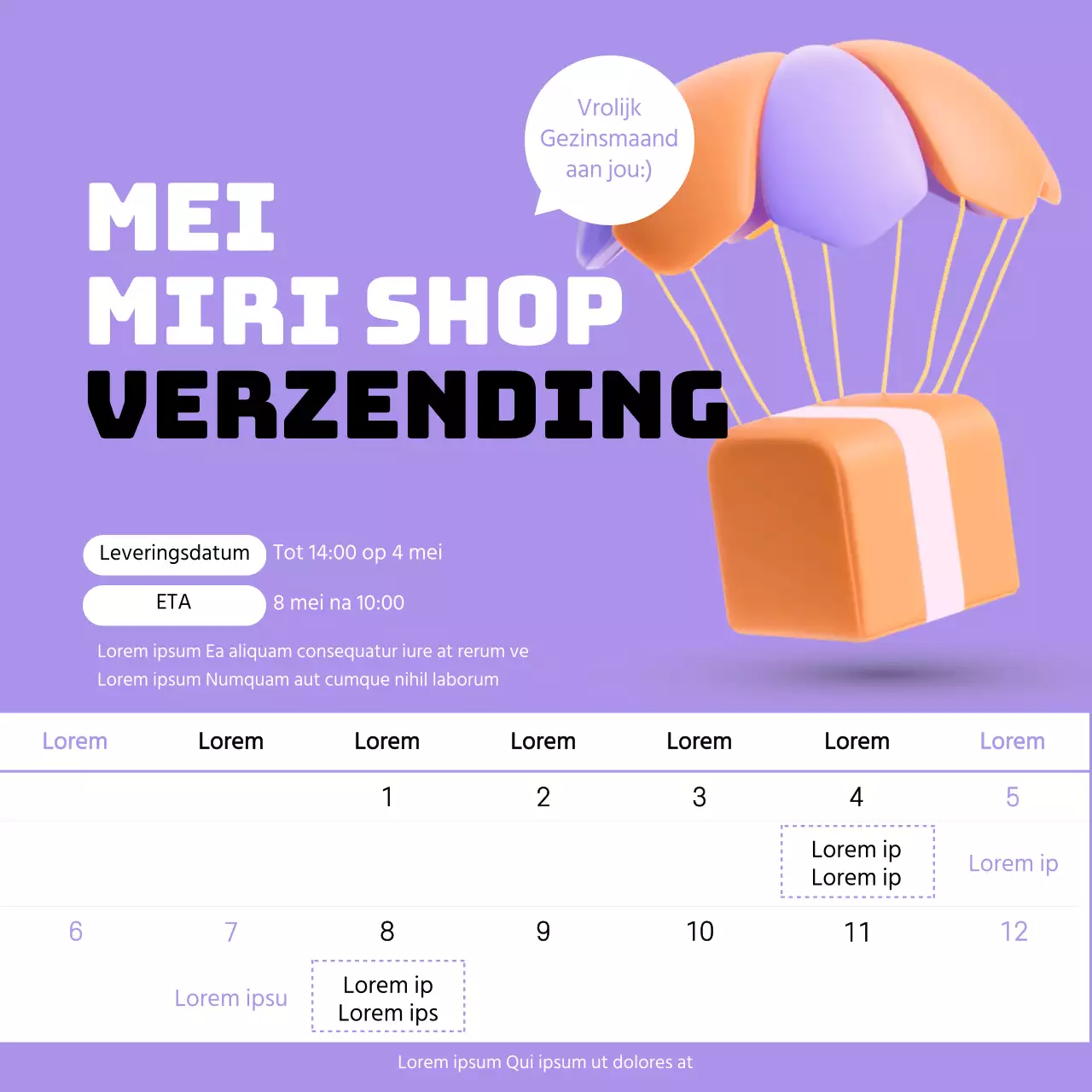 Een eenvoudige leveringsbon in paars en wit