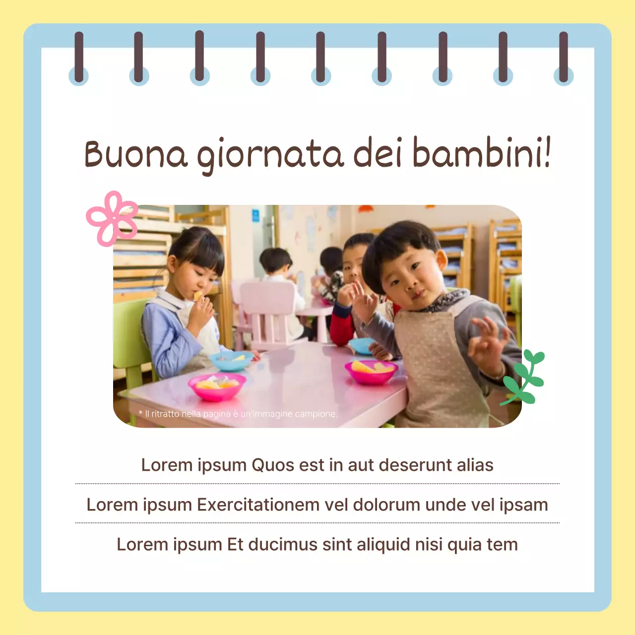 Un annuncio promozionale minimalista per la Giornata dei bambini con sfondo giallo