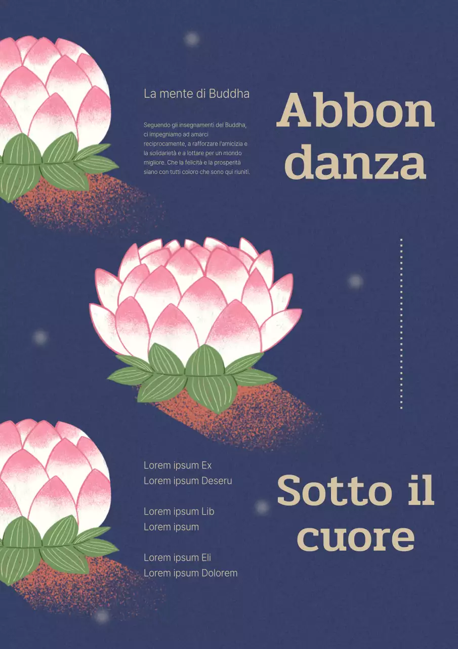 Informazioni sul programma orientale indaco e rosa Buddha Day