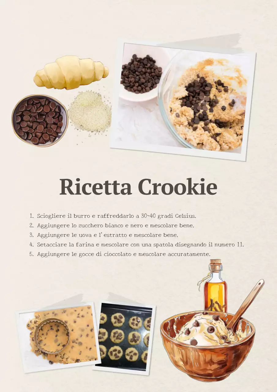 Ricetta semplice per biscotti croissant di colore beige e marrone