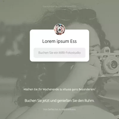 Werbung für Buchungen in einem minimalistischen Studio in Khaki und Weiß