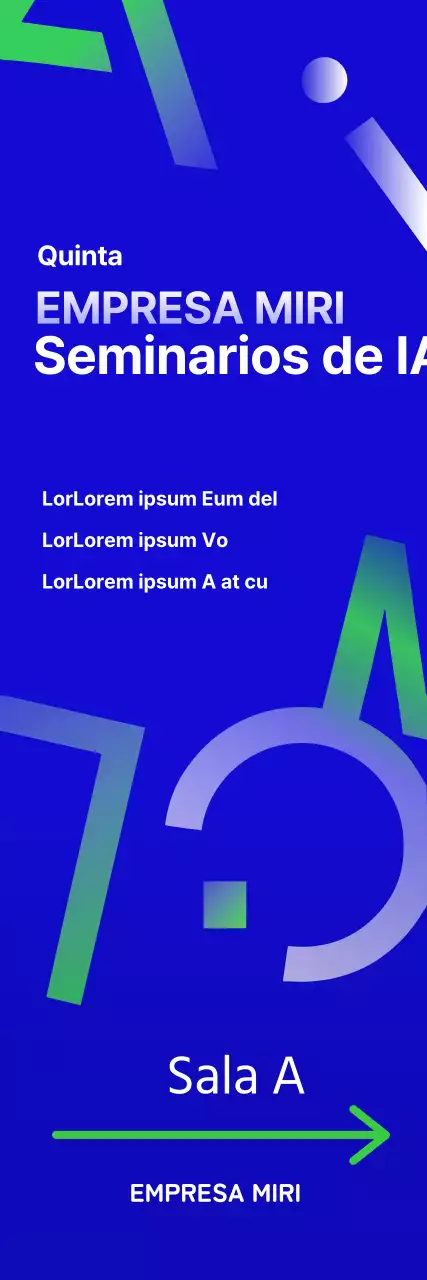 Inteligencia artificial AI elemento decorativo diseño de banner con fondo azul institución corporativa seminario empresa alfabeto Inglés