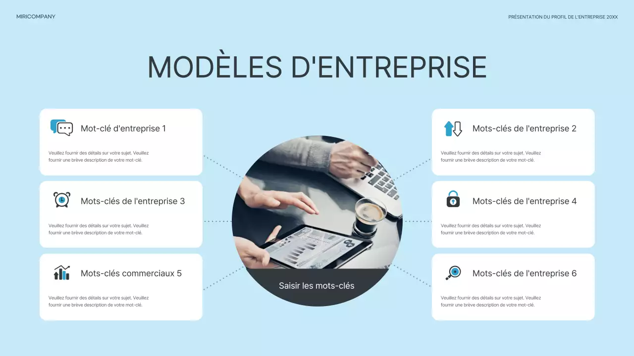 Un profil d'entreprise simple en bleu clair et bleu