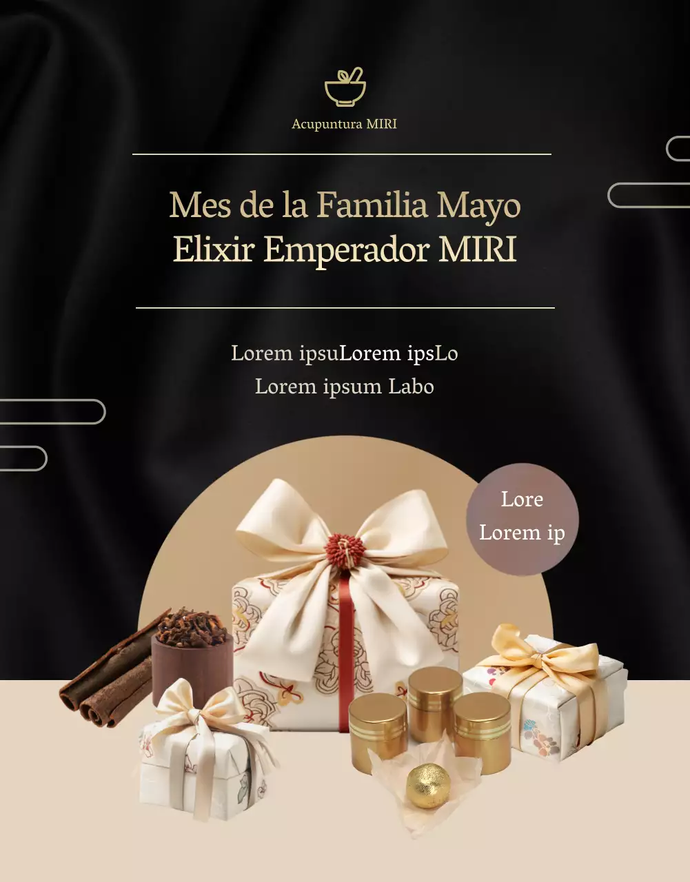 Guía de regalos de fitoterapia tradicional china para el Día de la Madre en negro y oro