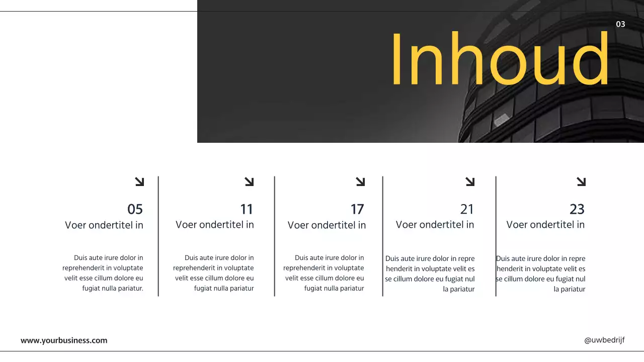 Zwart Gele Moderne Zakelijke Presentatiepagina's Met Diverse Lay-outs