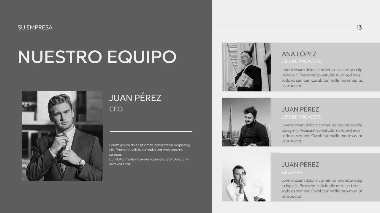 Perfil empresarial minimalista en blanco y negro