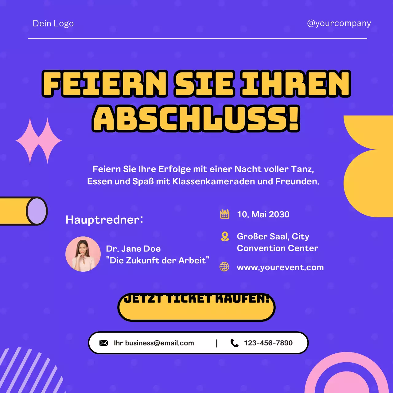 Blau und Gelb Modern Graduation Season Werbung