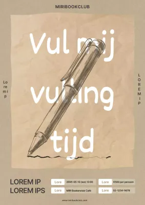 Vintage schrijfles promotie poster in beige