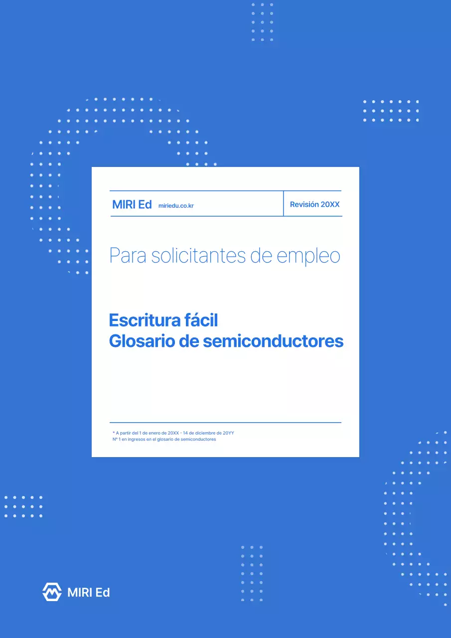 Sencilla portada de libro glosario de semiconductores en azul y blanco
