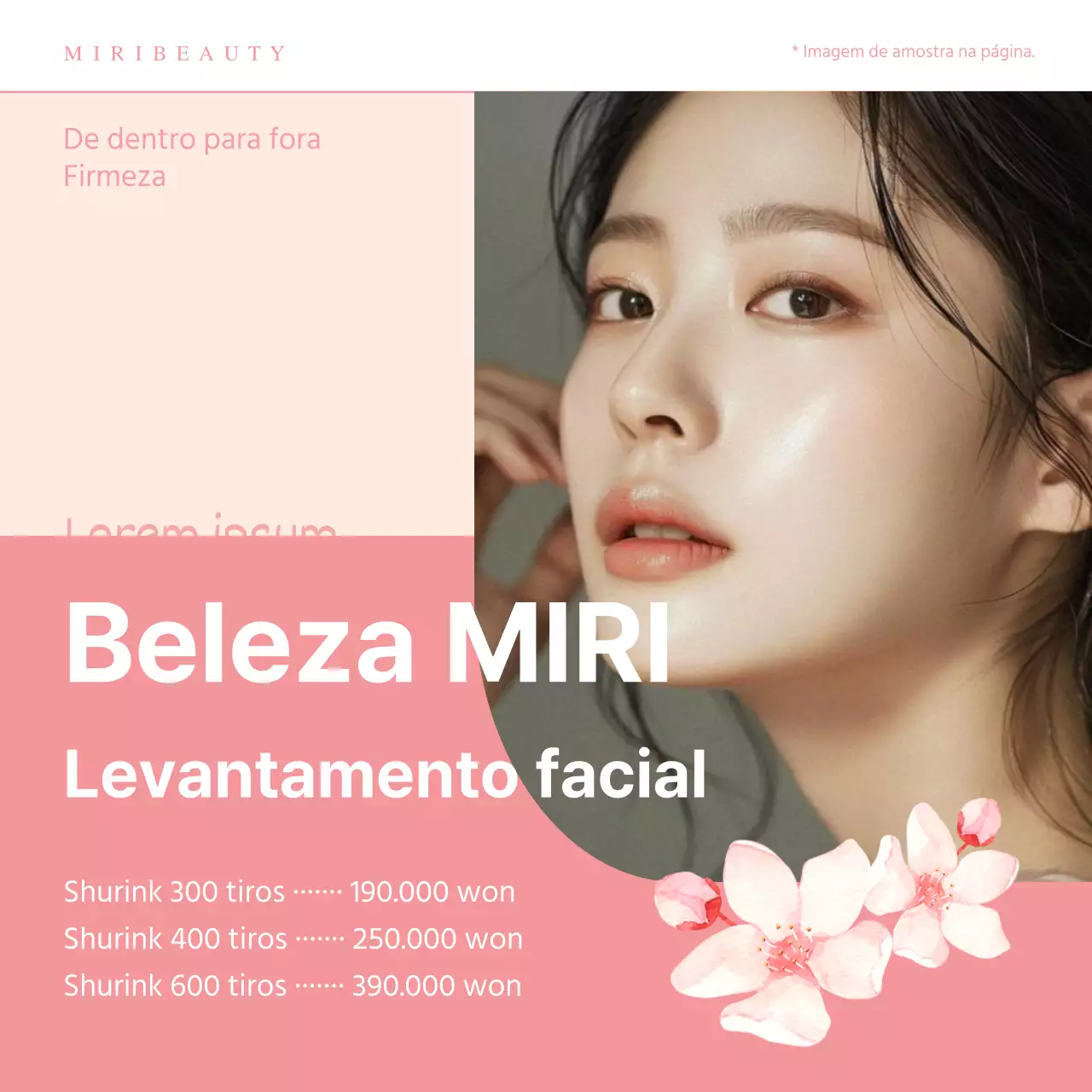 Um simples anúncio cor-de-rosa para um procedimento dermatológico