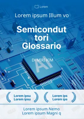 Semplice copertina blu e bianca del glossario dei semiconduttori