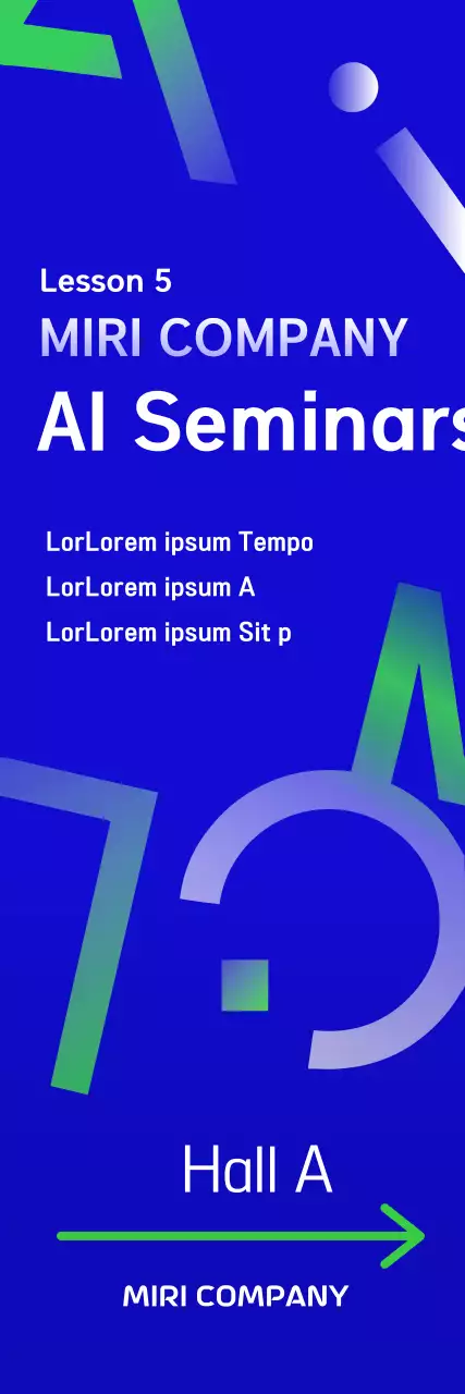 Artificial intelligence AI embellishment banner design with blue background corporate institute seminar company alphabet English