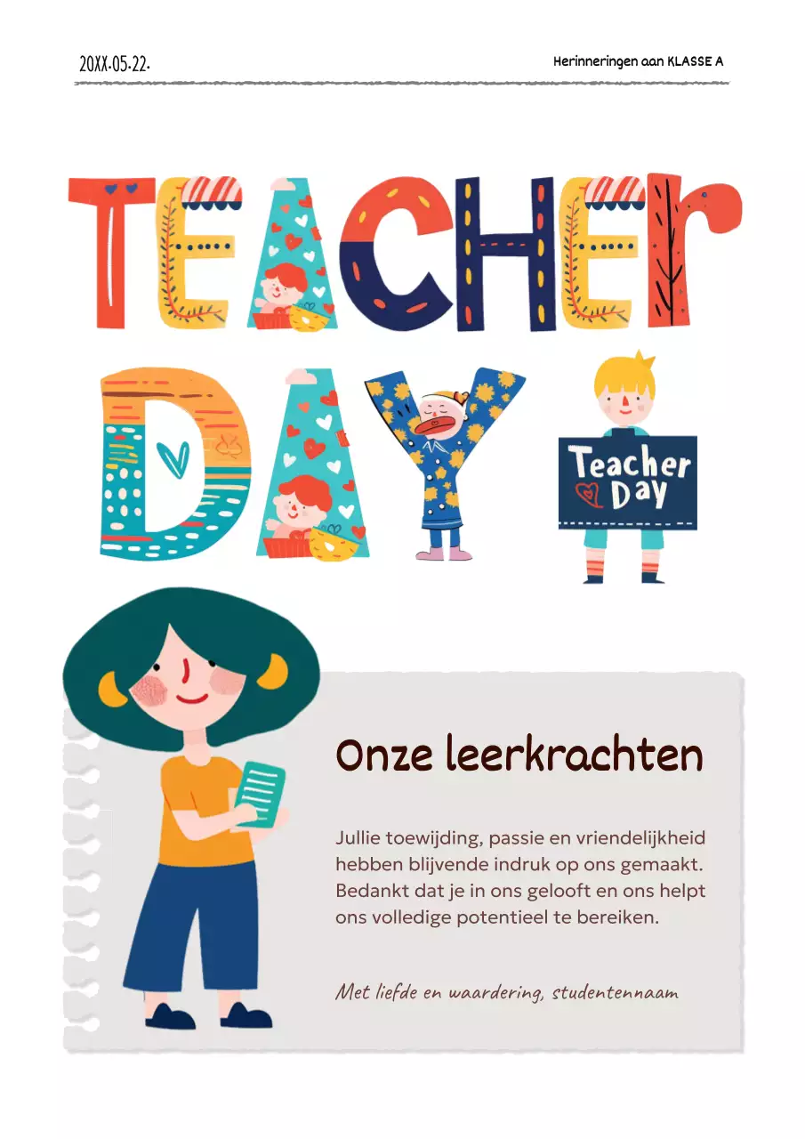 Wekelijkse posts voor rode en gele lerarendag