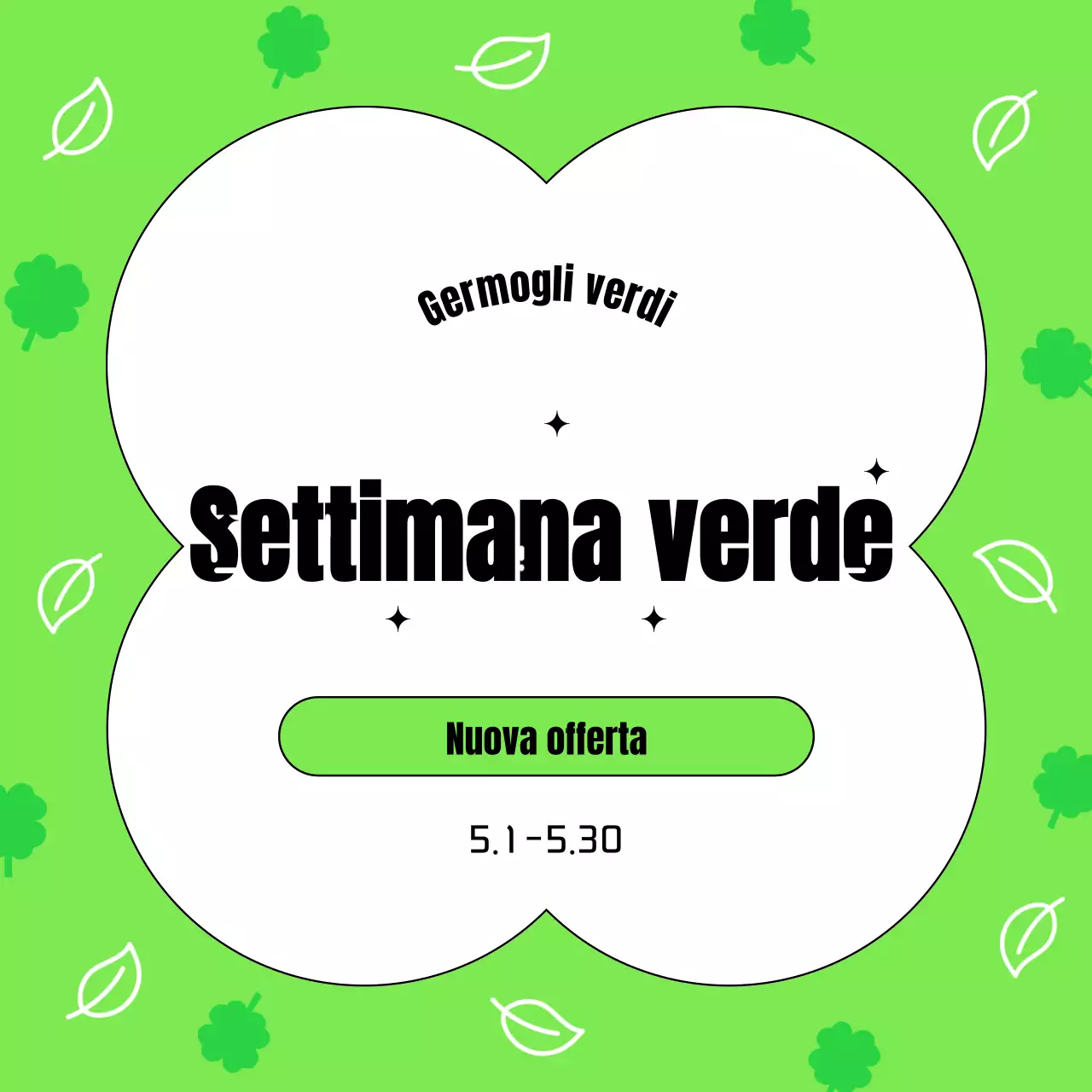 Un semplice annuncio per la settimana verde dei boccioli di primavera in chartreuse e bianco