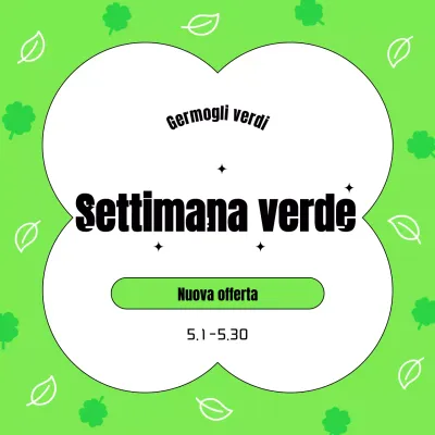 Un semplice annuncio per la settimana verde dei boccioli di primavera in chartreuse e bianco