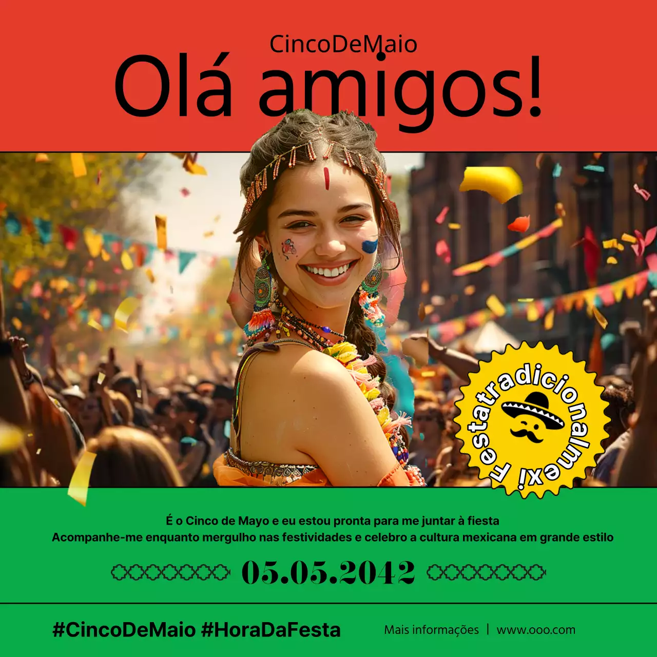 Tendência vermelha e verde Publicidade Cinco de Mayo