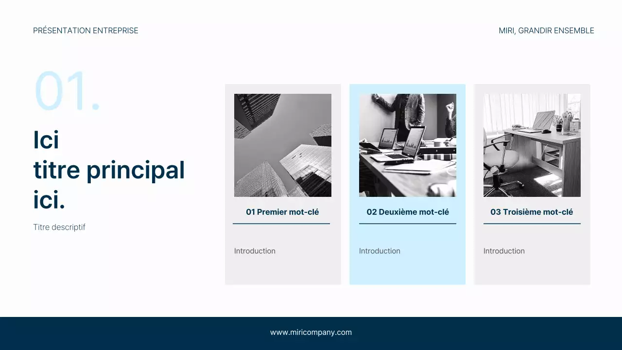 Un papier à en-tête simple en bleu marine et bleu clair pour votre entreprise
