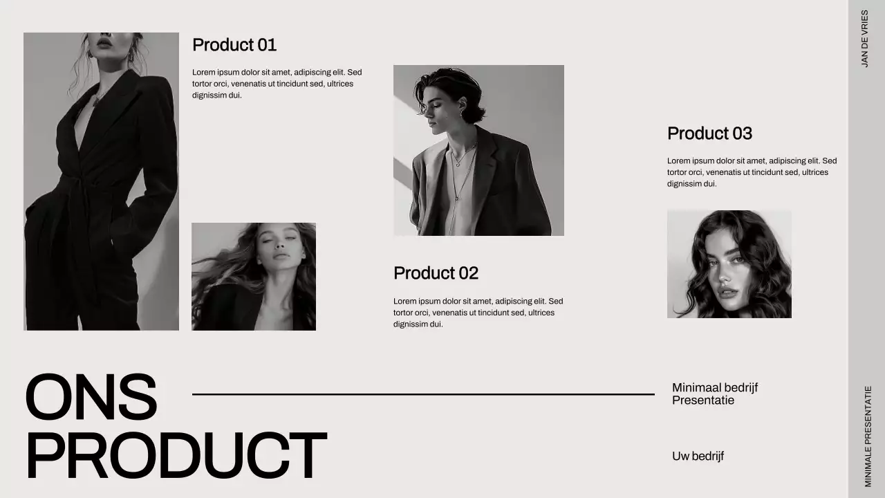 Minimalistische zakelijke presentatie in zwart en beige