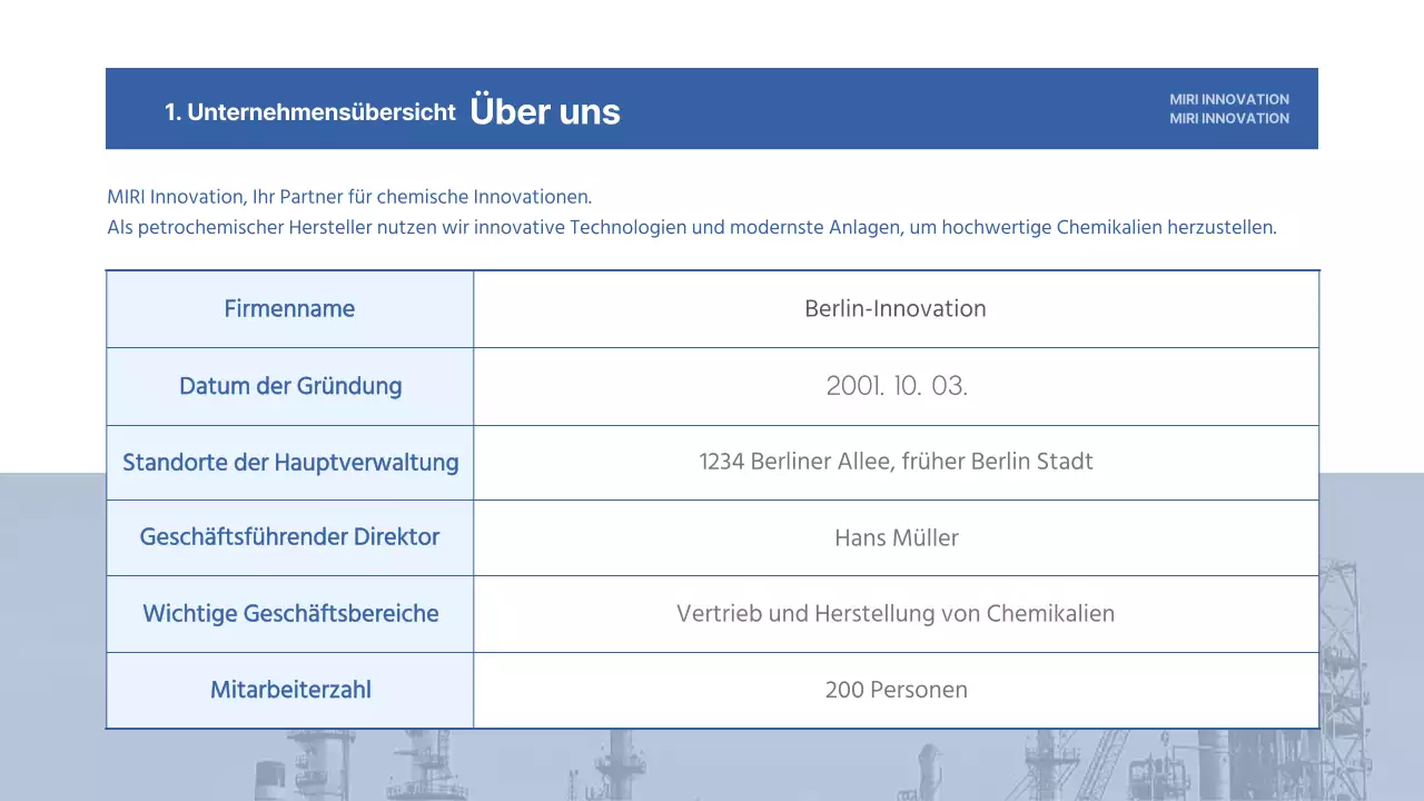 Ein einfacher Briefkopf für ein Industrieunternehmen in Blau und Gelb