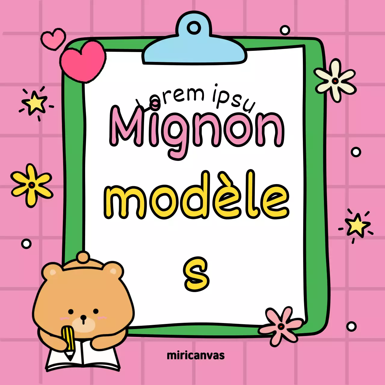 Adorable couverture dessinée à la main en rose et vert